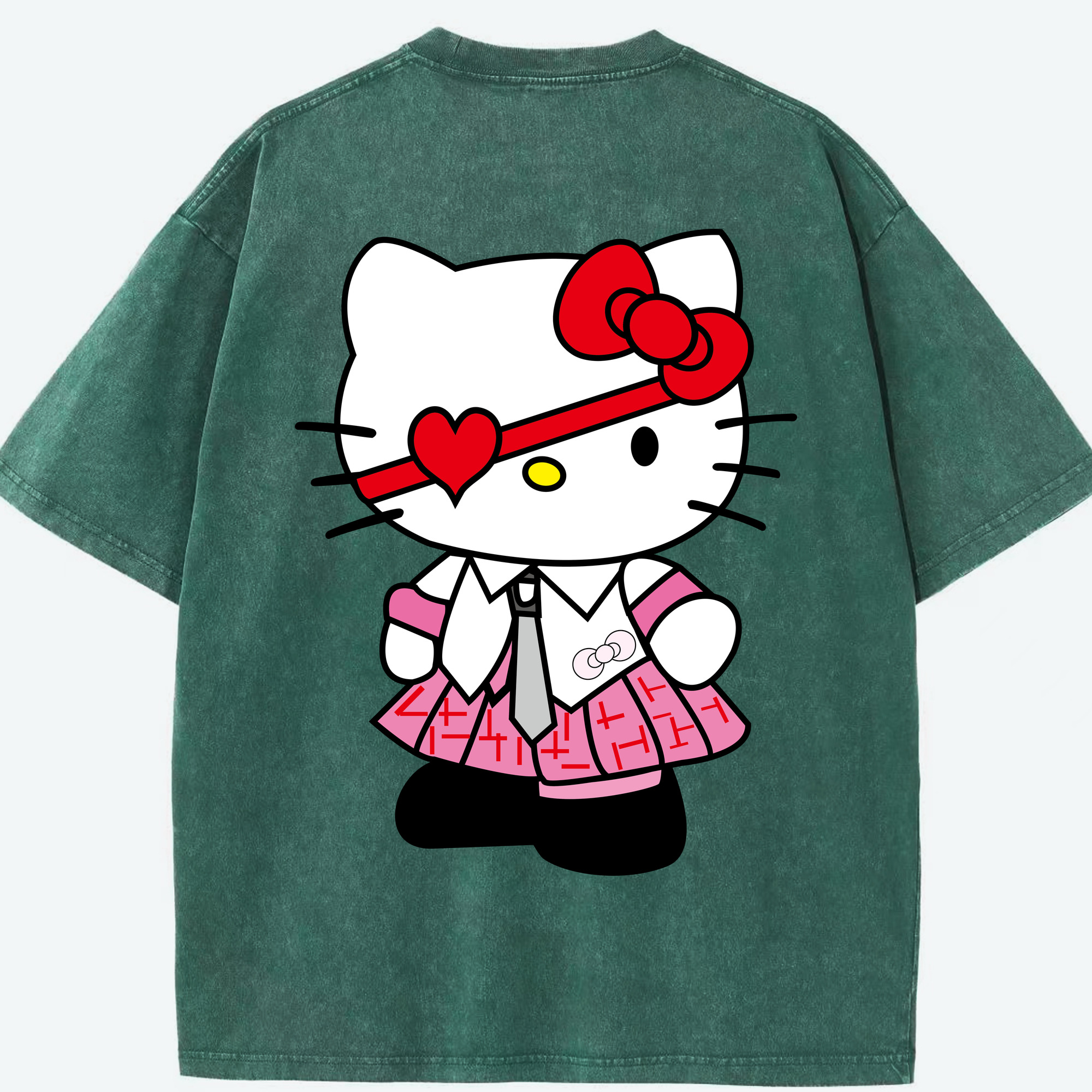 （画像用） Hello Kitty ハローキティ 綿100% ヴィンテージ風 半袖Tシャツ（背面プリント）